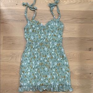 Floral Shirred Tie Shoulder Mini Dress